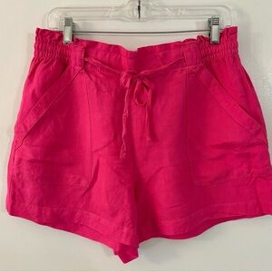 🌟BULK🌟Ann Taylor Loft  Linen Blend Elastic/Tie Waist Women’s Size Med BLK/PINK